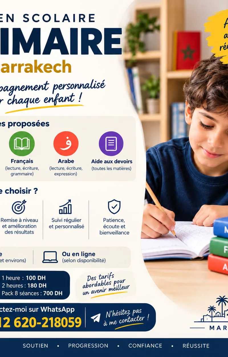 Cours de soutien primaire  MATHS, FRANCAIS, ARABE à domicile