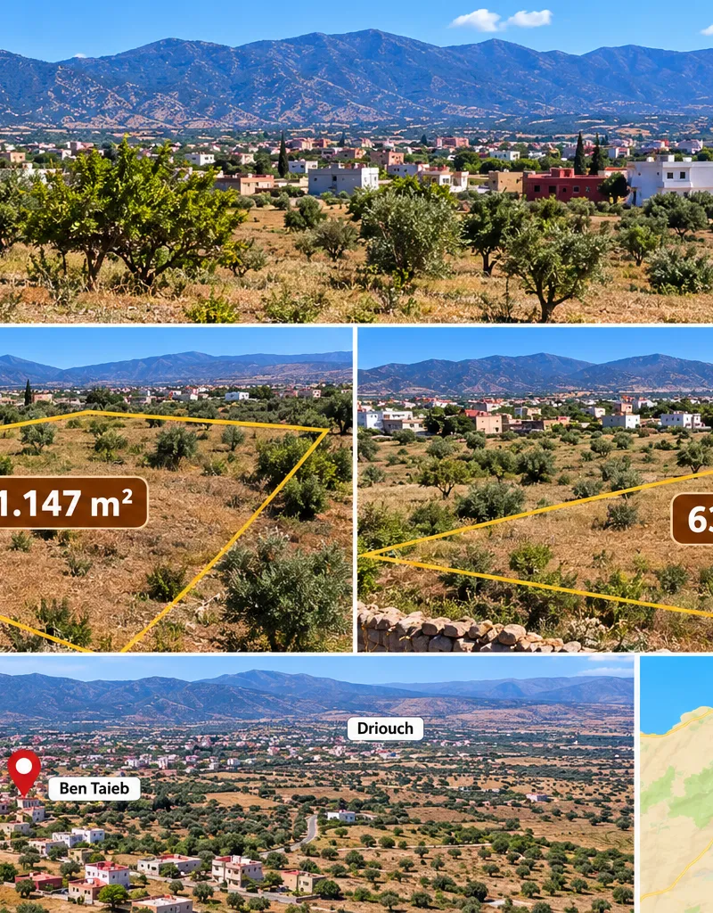 À VENDRE – 2 terrains au Maroc – Ben Taieb / Province de Driouch – 1 783 m²