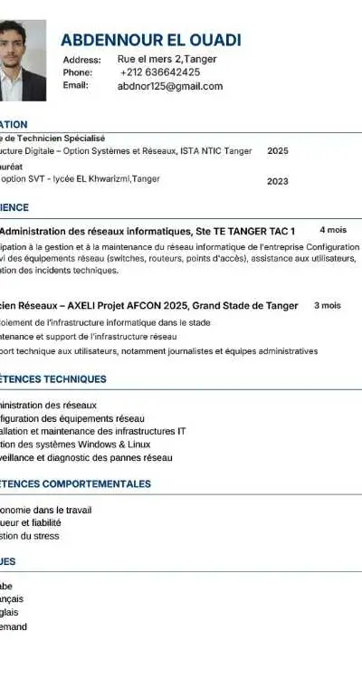 technicien de réseaux et systèmes informatiques