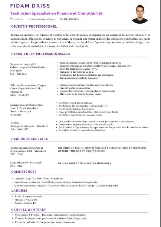 Jeune diplômé en Finance et Comptabilité Bac+2