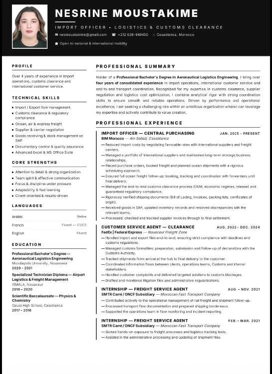 Candidature spontanée – Import & Logistique