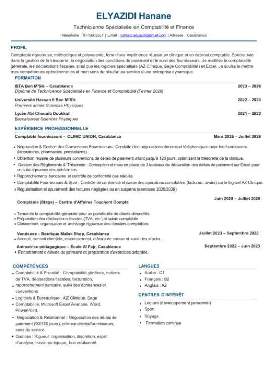 Aide Comptable | Diplômée ISTA en Gestion des Entr