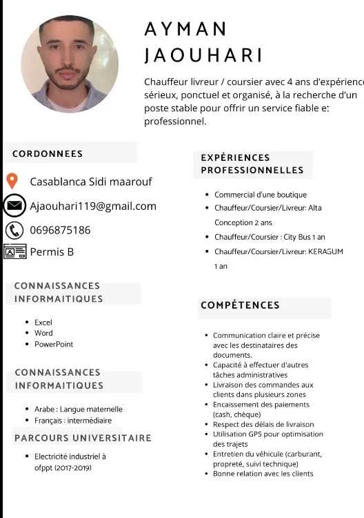 Chauffeur/livreur/coursier