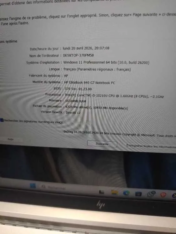 Pc portable à HP EliteBook 840 G7 Intel i5 / 16 GB