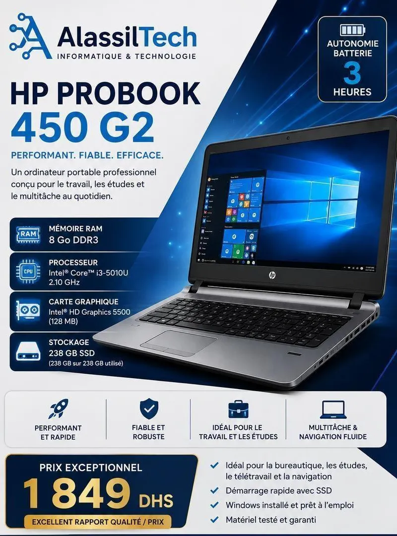 HP ProBook 450 G2 i3 5ème gen 8/256 Go