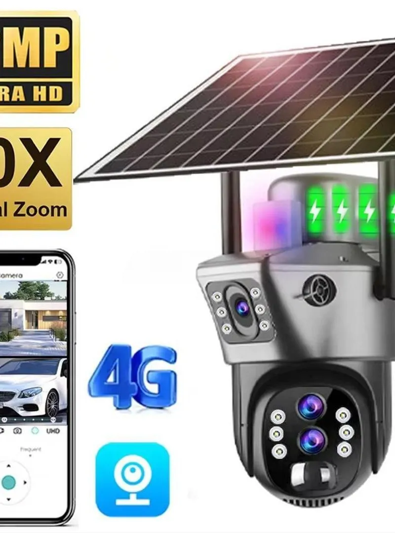 Caméra Solaire 4G SIM 10MP Zoom X10 FULL HD 1080P