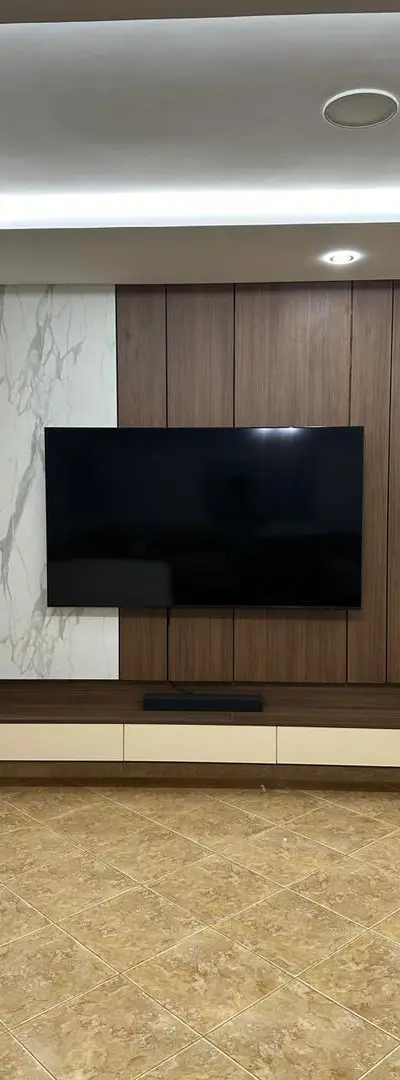 Meuble TV Bois Effet Marbre Sur Mesure