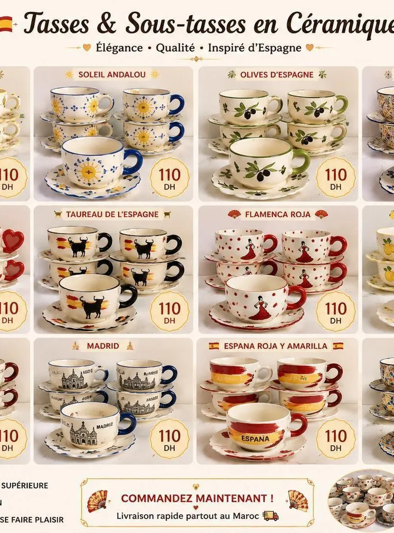 🇪🇸 Tasses Espagnoles ☕ Des tasses uniques 📍 Maroc