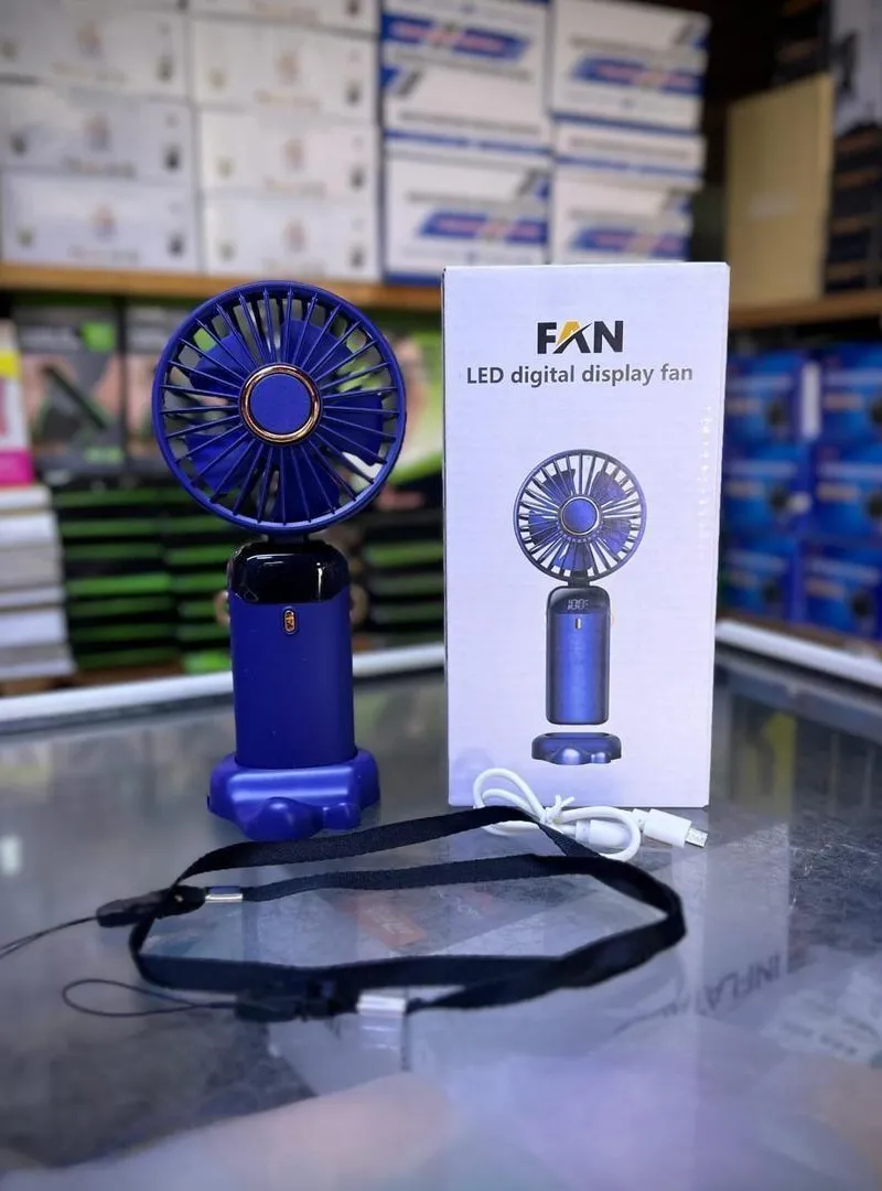 Ventilateur portable avec écran numérique, livraison gratuite (Blanc)