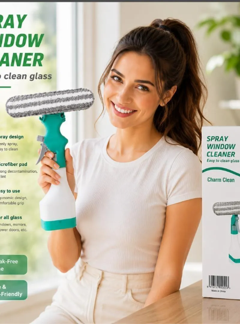 Nettoyant pour vitres avec pulvérisateur intégré et raclette microfibre