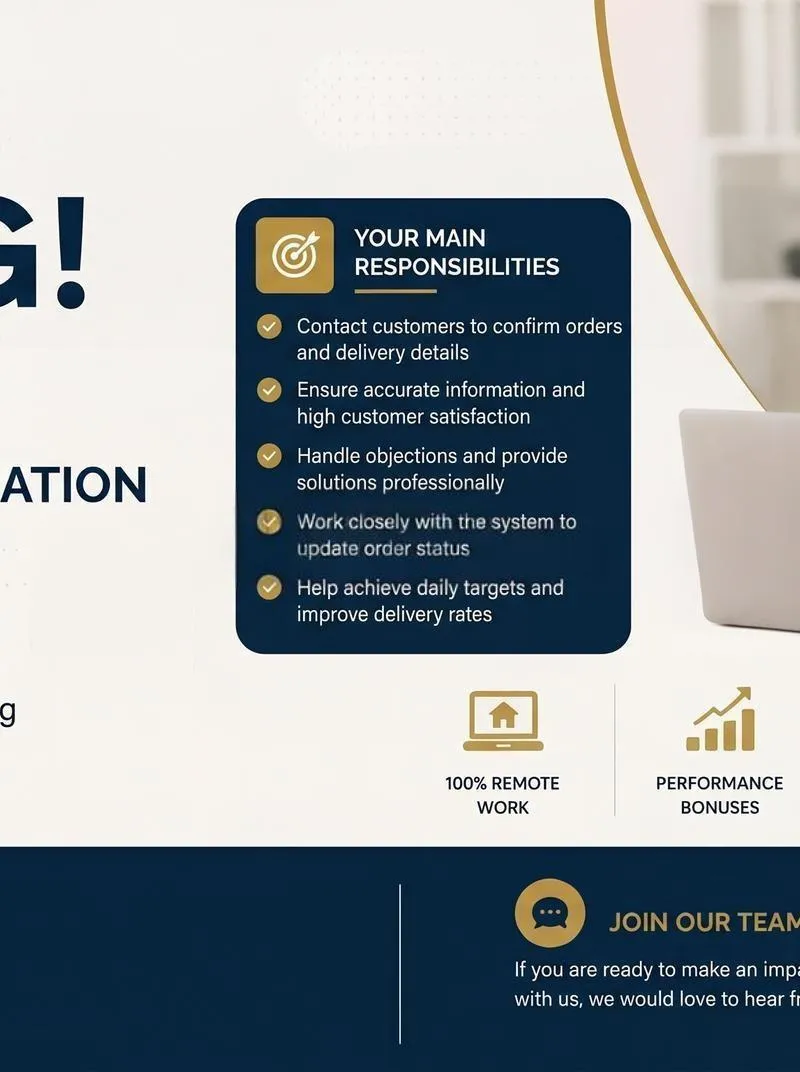 Agent de Confirmation de Commandes – Télétravail