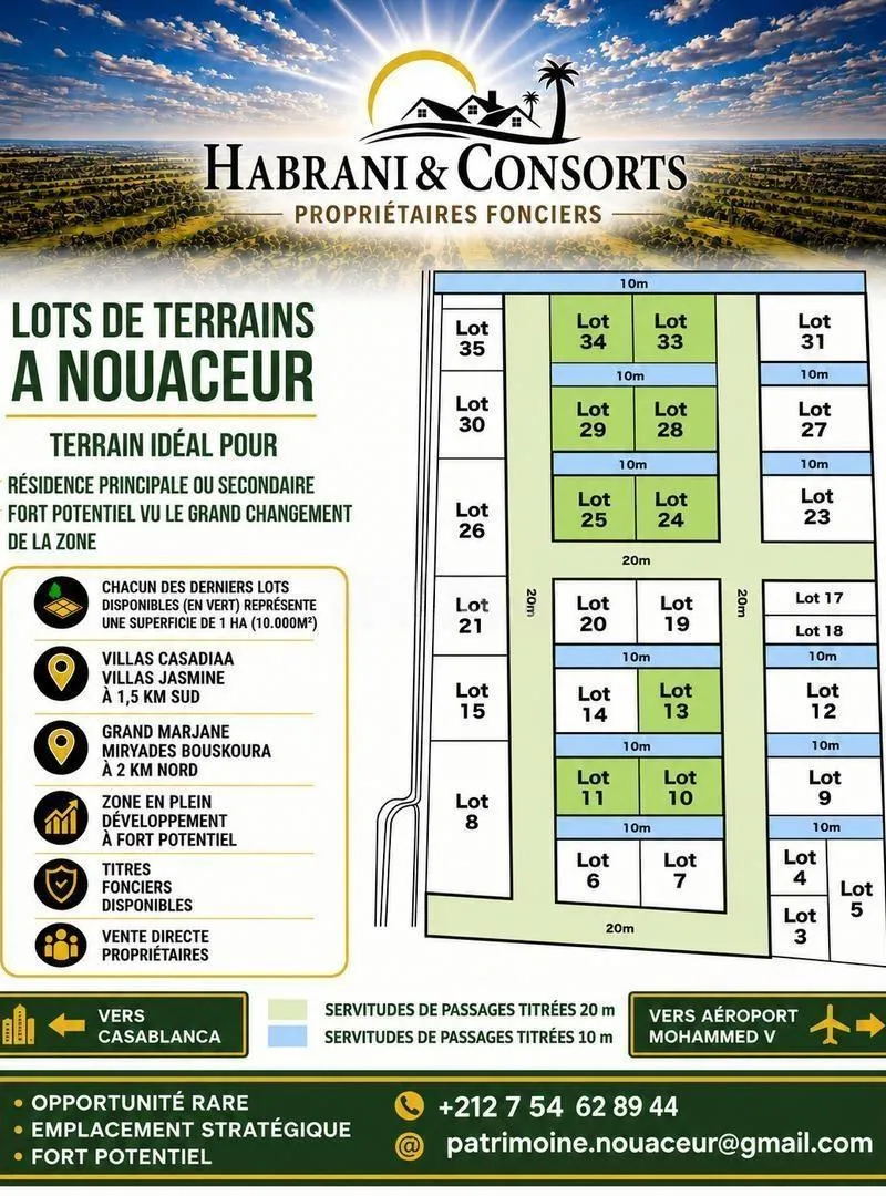 🌿 LOTS DE TERRAINS À NOUACEUR – OPPORTUNITÉ RARE 🌿