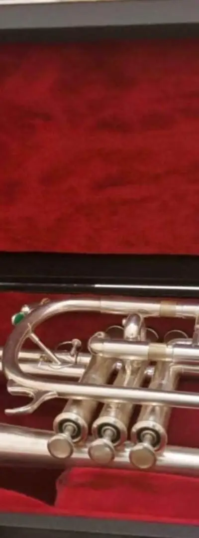 Trompette Sib vintage argentée avec étui