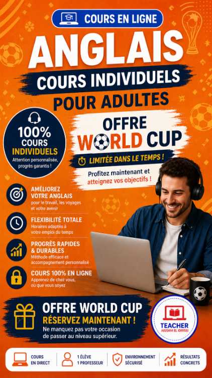 Cours d'anglais en ligne – adultes