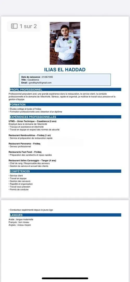 Chef de partie serveur