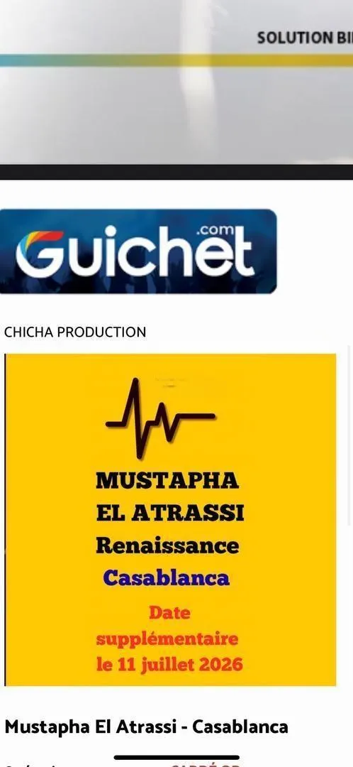Ticket carré or spectacle Mustapha El atrassi