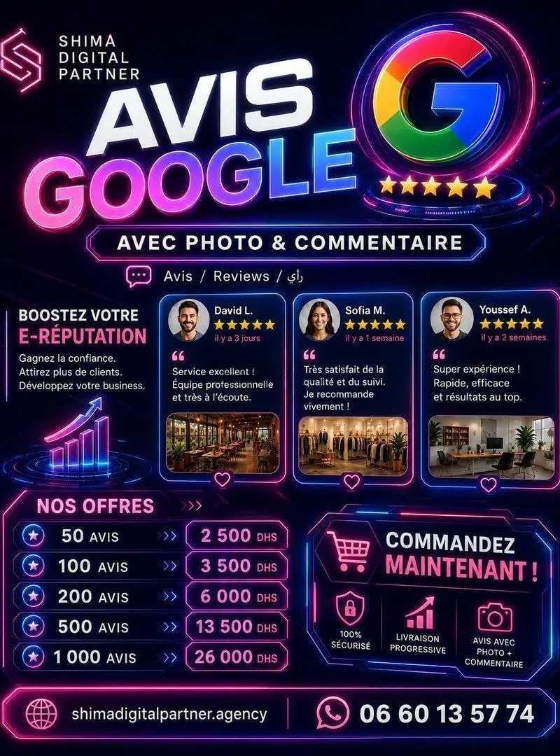 Avis Google avec photo et commentaire pro