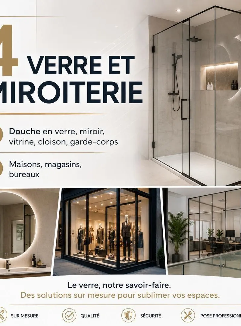 Douche en verre et miroir sur mesure Rabat