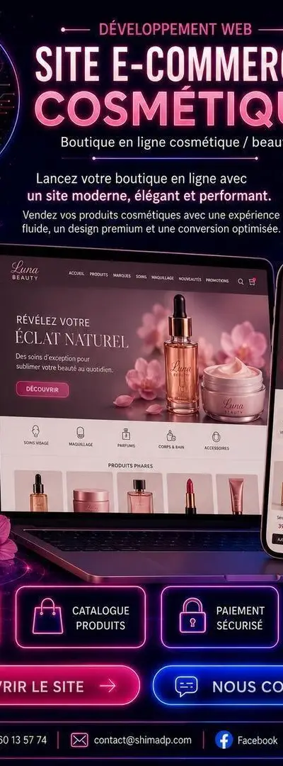 Création site e-commerce cosmétique Tanger pro
