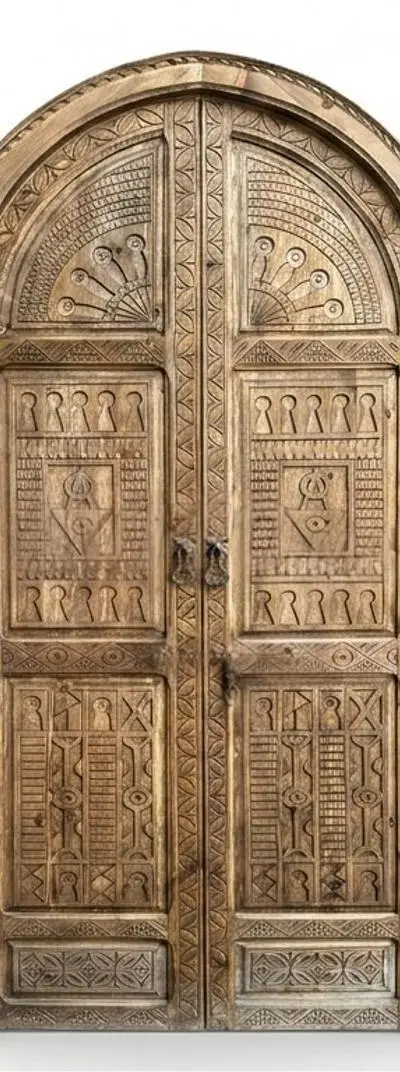 Porte Double Voûtée en Bois – Style Artisanal