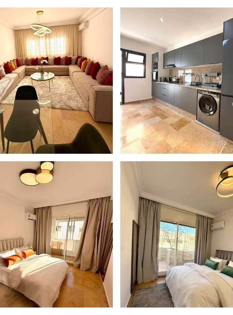 Appartement 2 chambres haut de gamme à Agdal, haute qualité, à louer à la journée