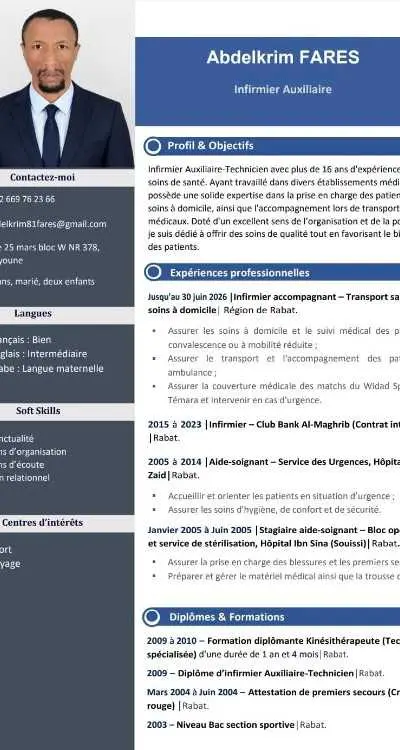 Infirmier Auxiliaire expérimenté – Plus de 16 ans
