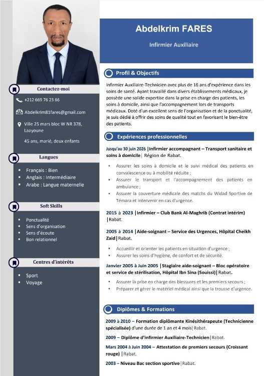 Infirmier Auxiliaire expérimenté – Plus de 16 ans