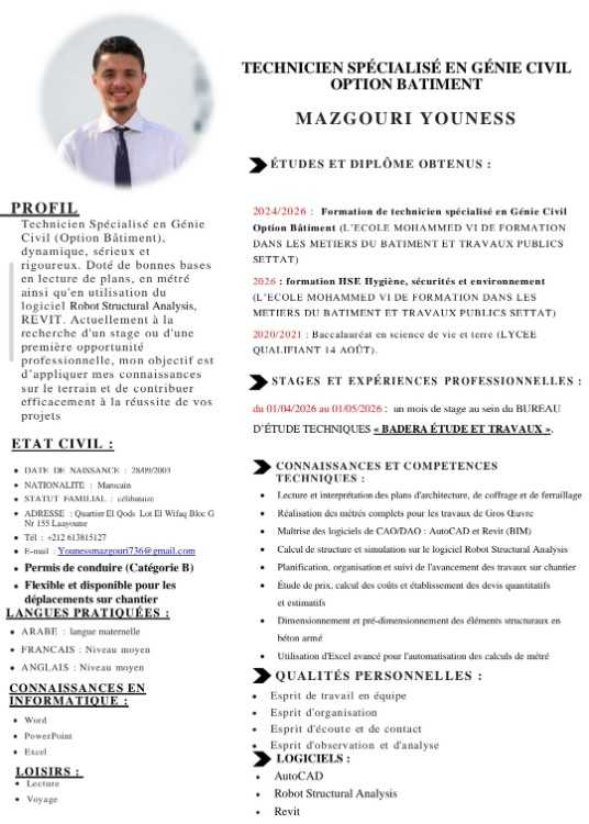 Technicien Spécialisé en Génie Civil (Bâtiment)