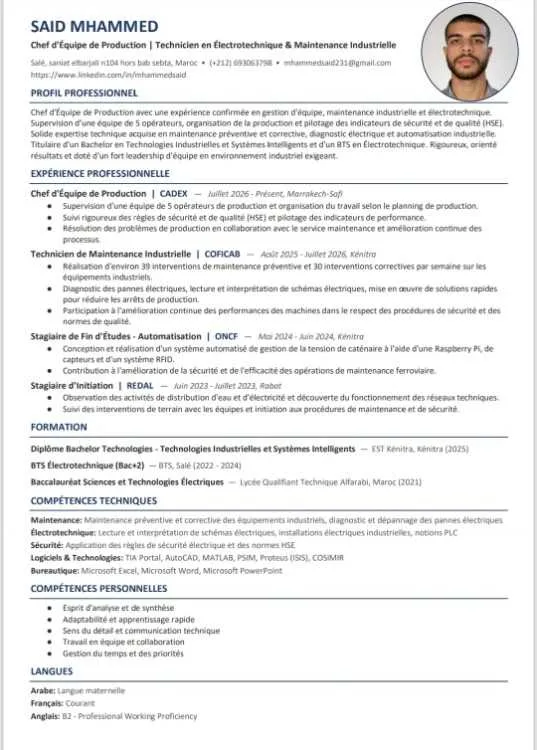 Electricien/technicien maintenance
