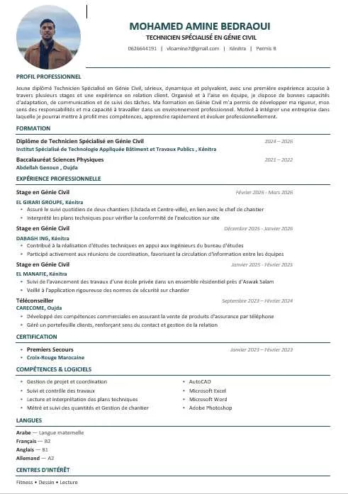 Technicien Spécialisé en Génie Civil