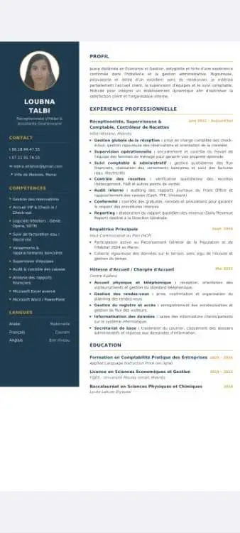 Réceptionniste d'hôtel / Aide-Comptable/ Assistant