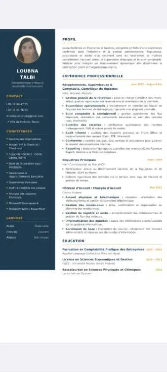 Réceptionniste d'hôtel / Aide-Comptable/ Assistant