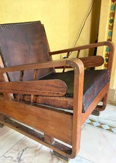 Ensemble ancien en bois Chariot bar et fauteuil
