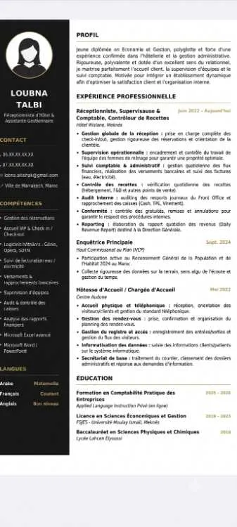 Réceptionniste d'hôtel / Aide-Comptable/ Assistant