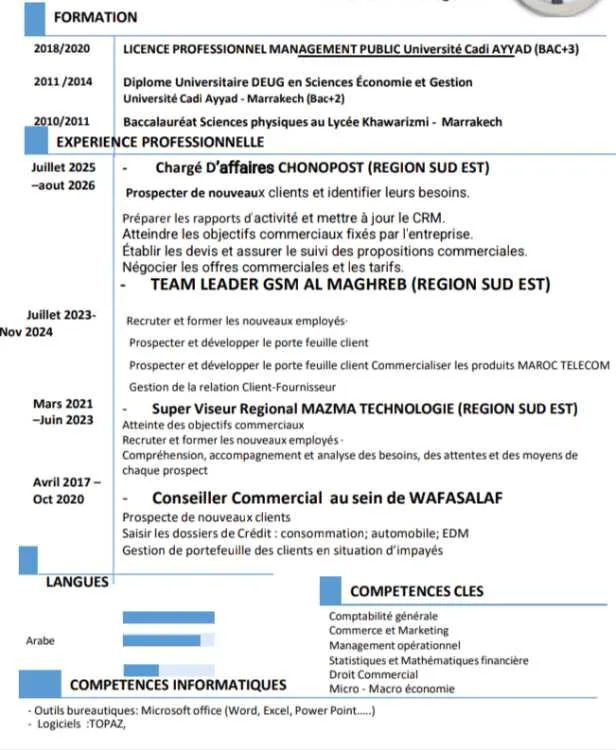 Commercial terrain /Chargé d'affaires