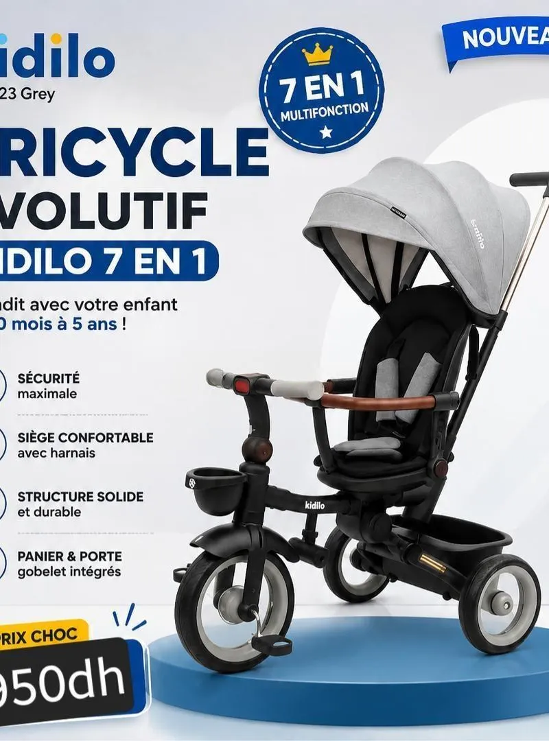 Tricycle poussette Kidilo pliable