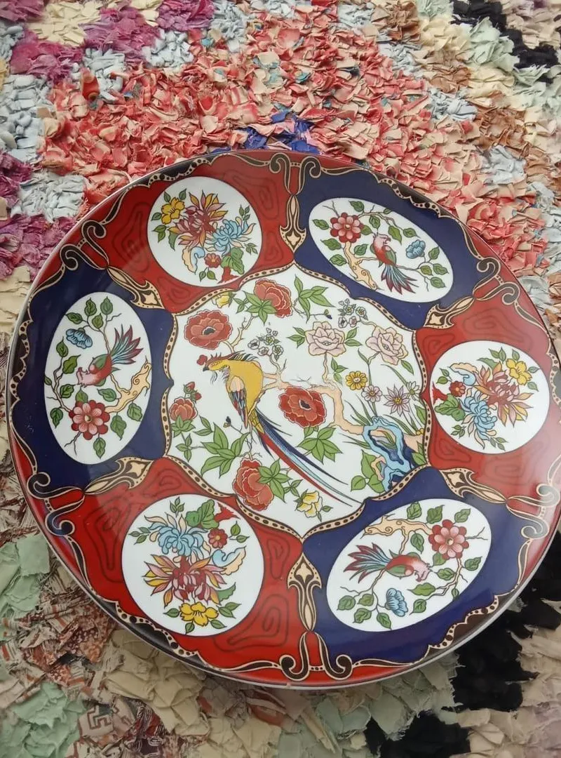 Plat de paon libre original ancien – Pièce de collection rare