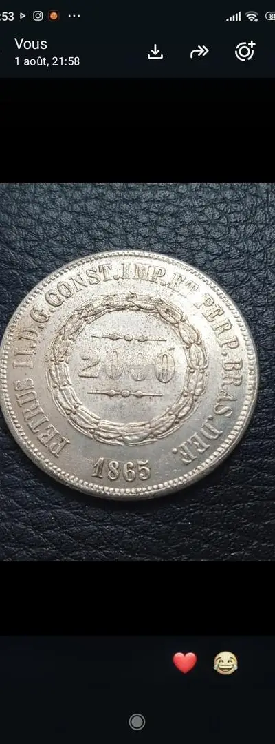 Monnaie brésilienne année 1865