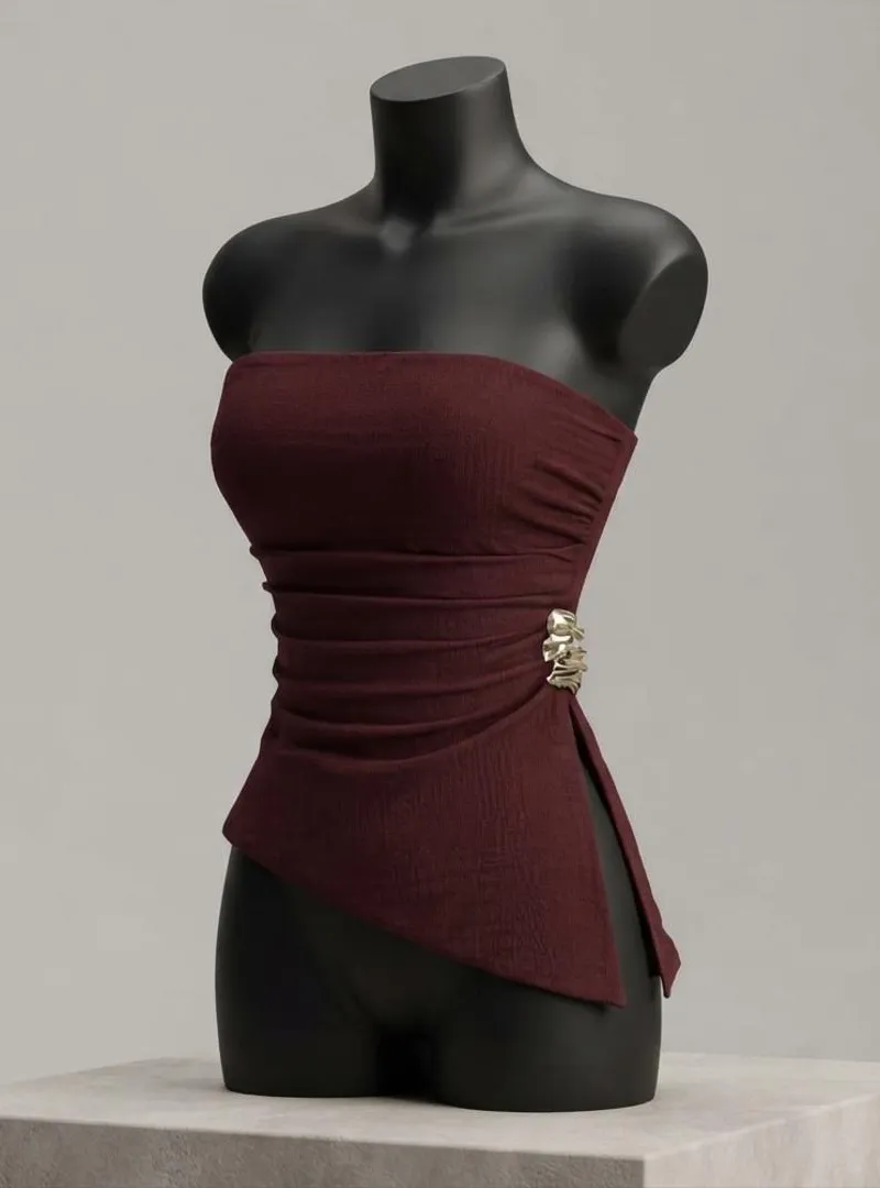 Top bordeaux sans manches