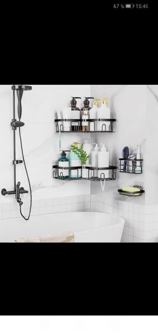 Ensemble de 5 étagères adhésives pour l'organisation de la salle de bain