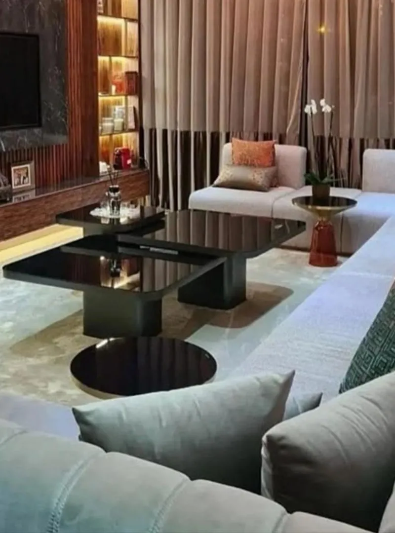 Table triple en bois d'acacia de première qualité
