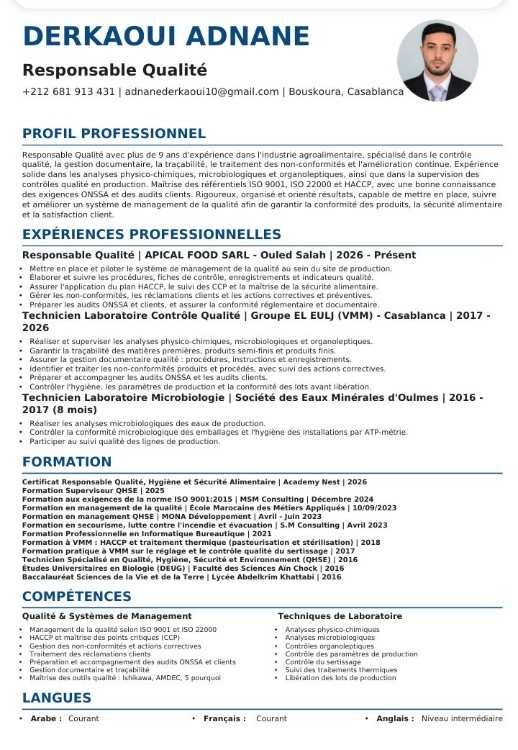 Responsable contrôle qualité