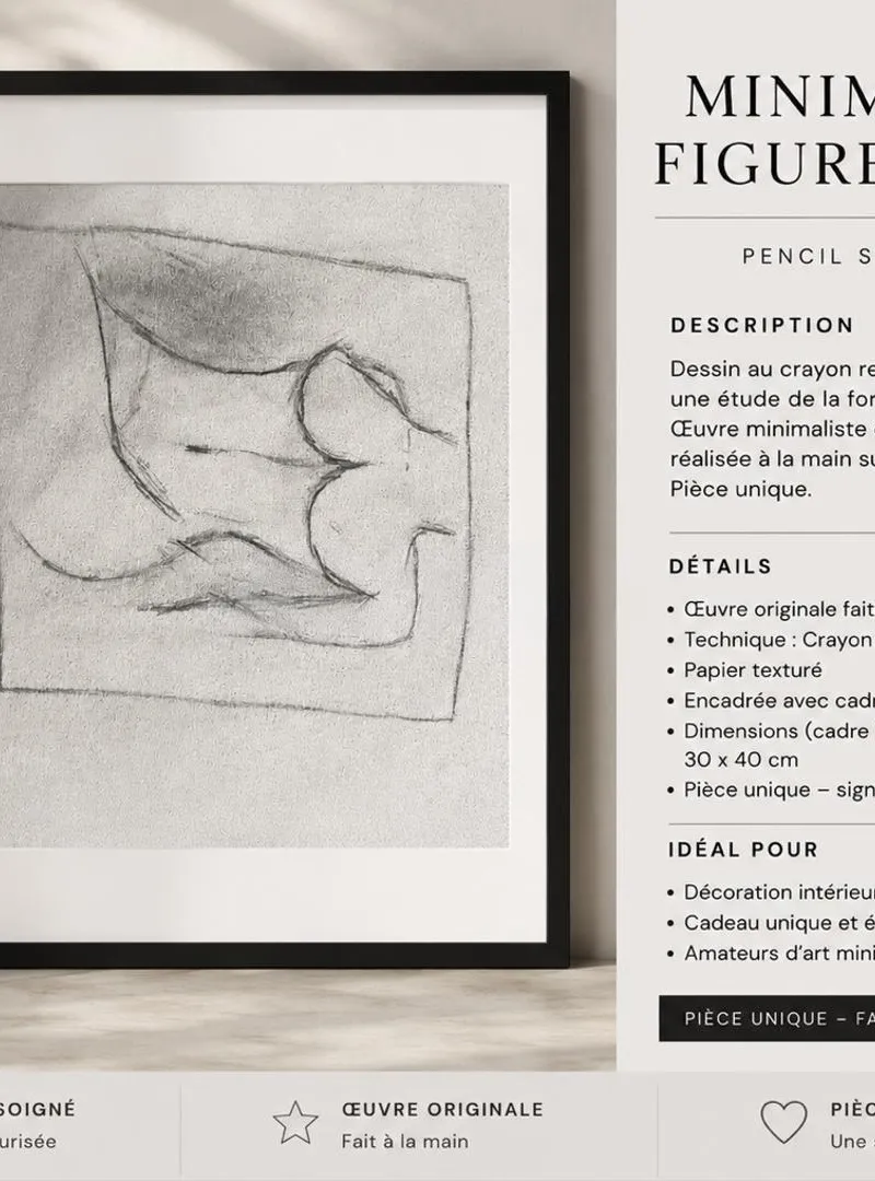 Tableau artistique minimaliste avec cadre noir