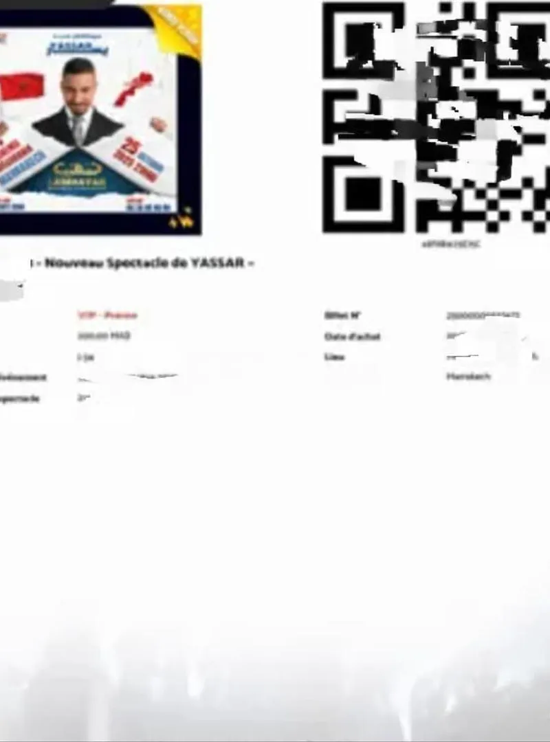 Ticket VIP pour Yassar