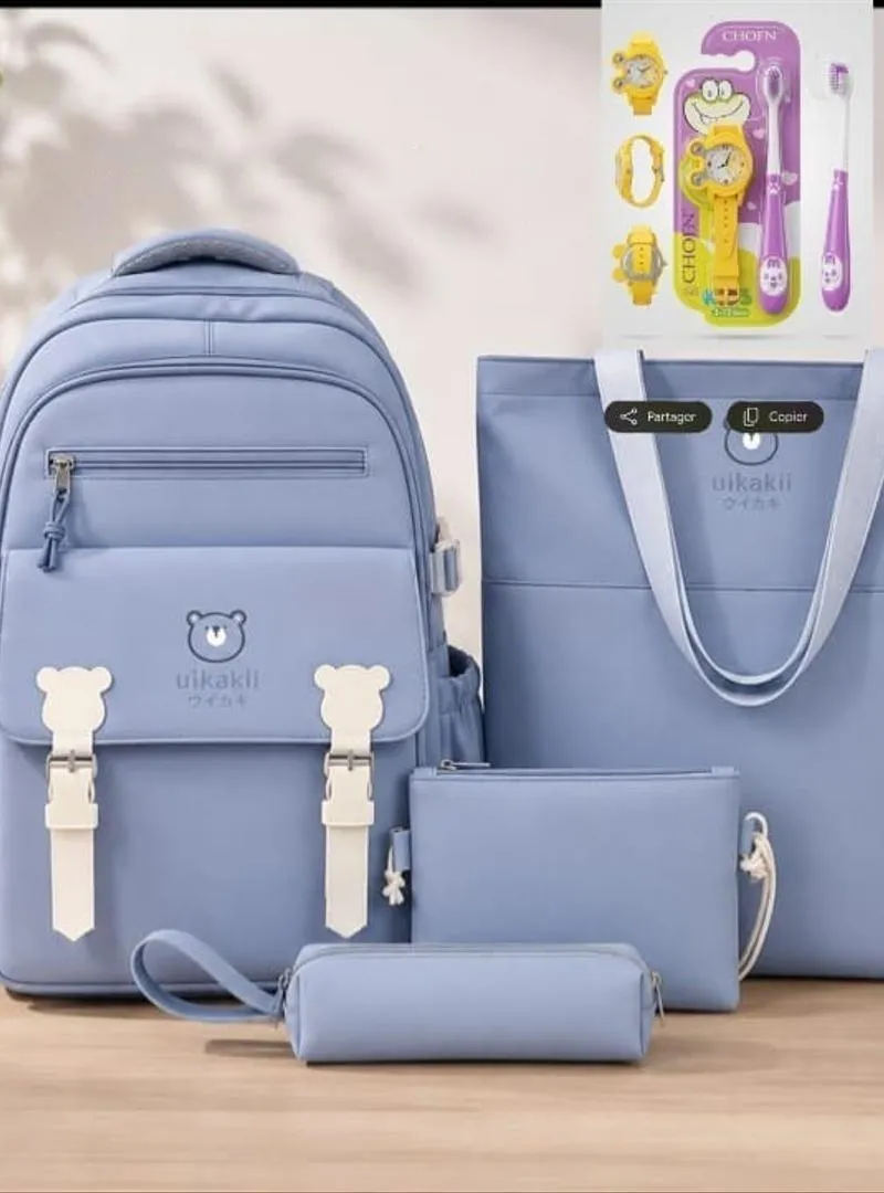 🔺Cartable scolaire composé de 5 pièces