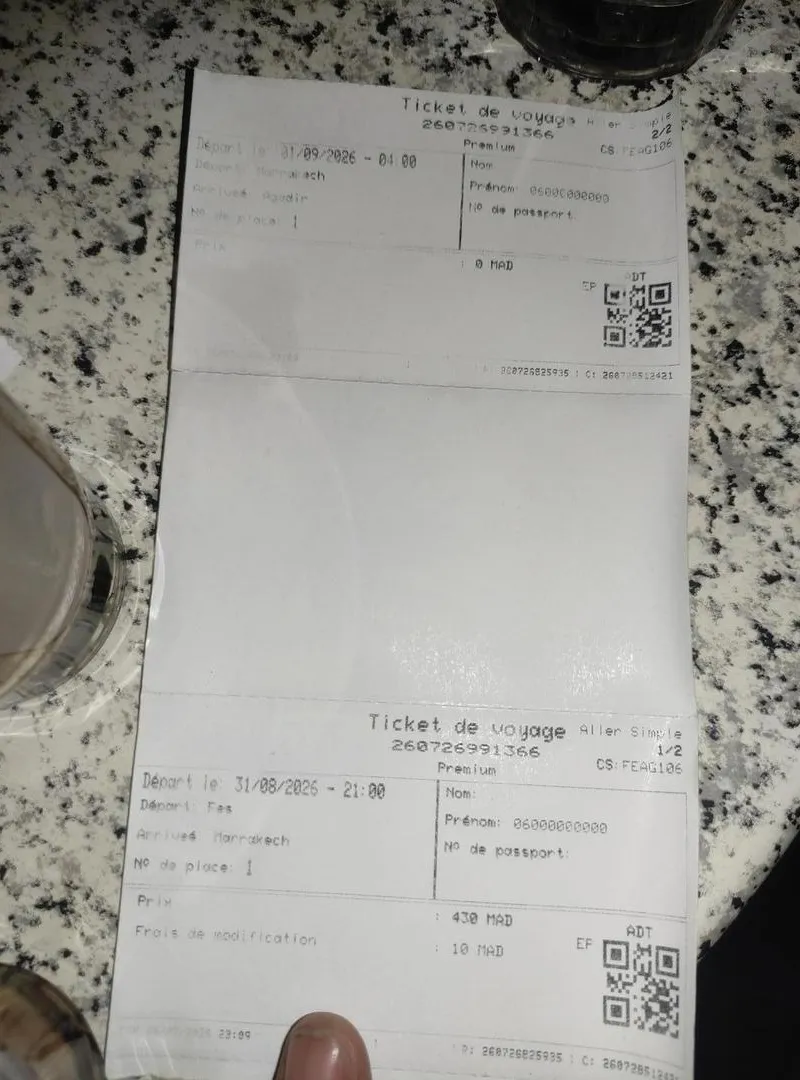 Ticket ctm premium Fès-Marrakech-Agadir