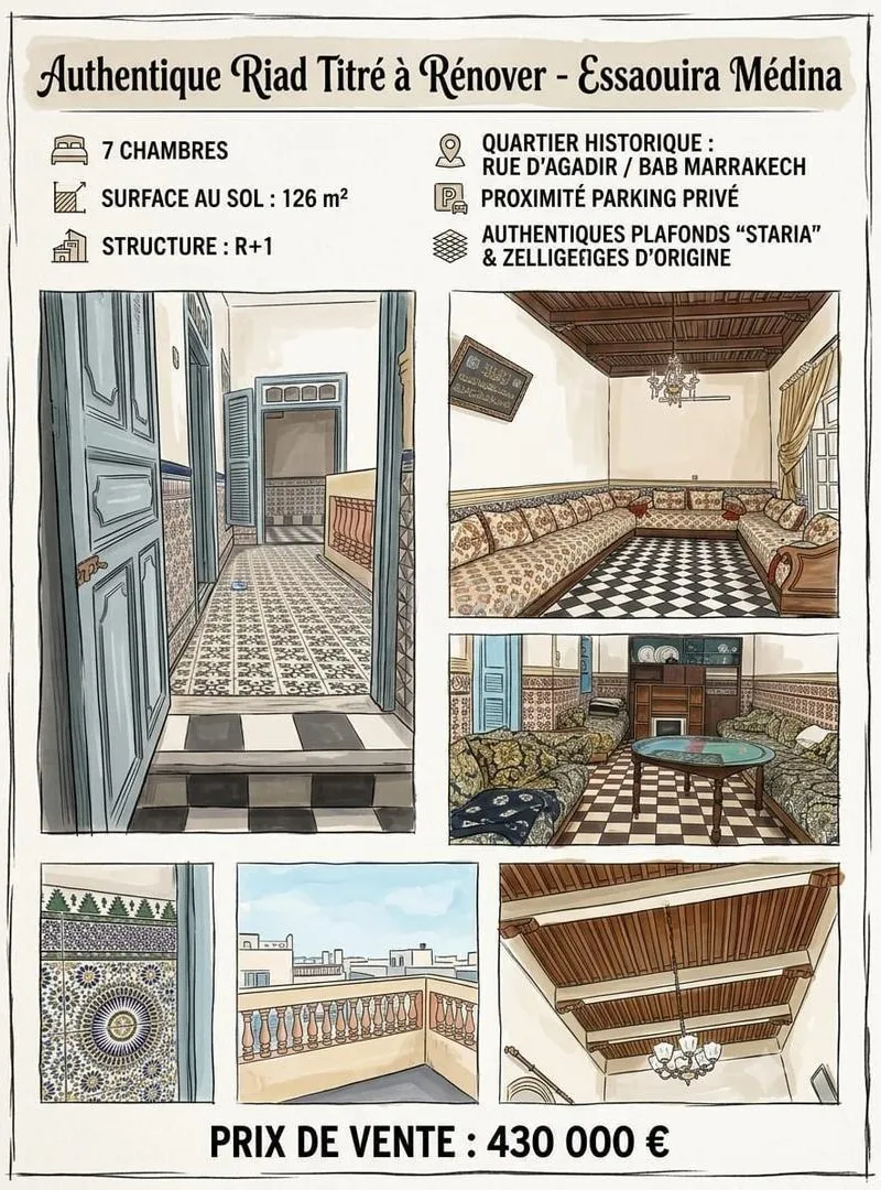 RIAD TITRÉ DE 126 m² AU SOL (260 m² HABITABLES)
