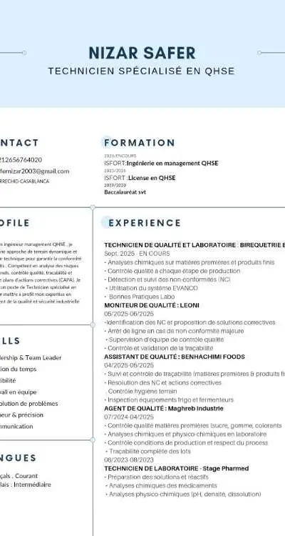 Technicien spécialisé en QHSE