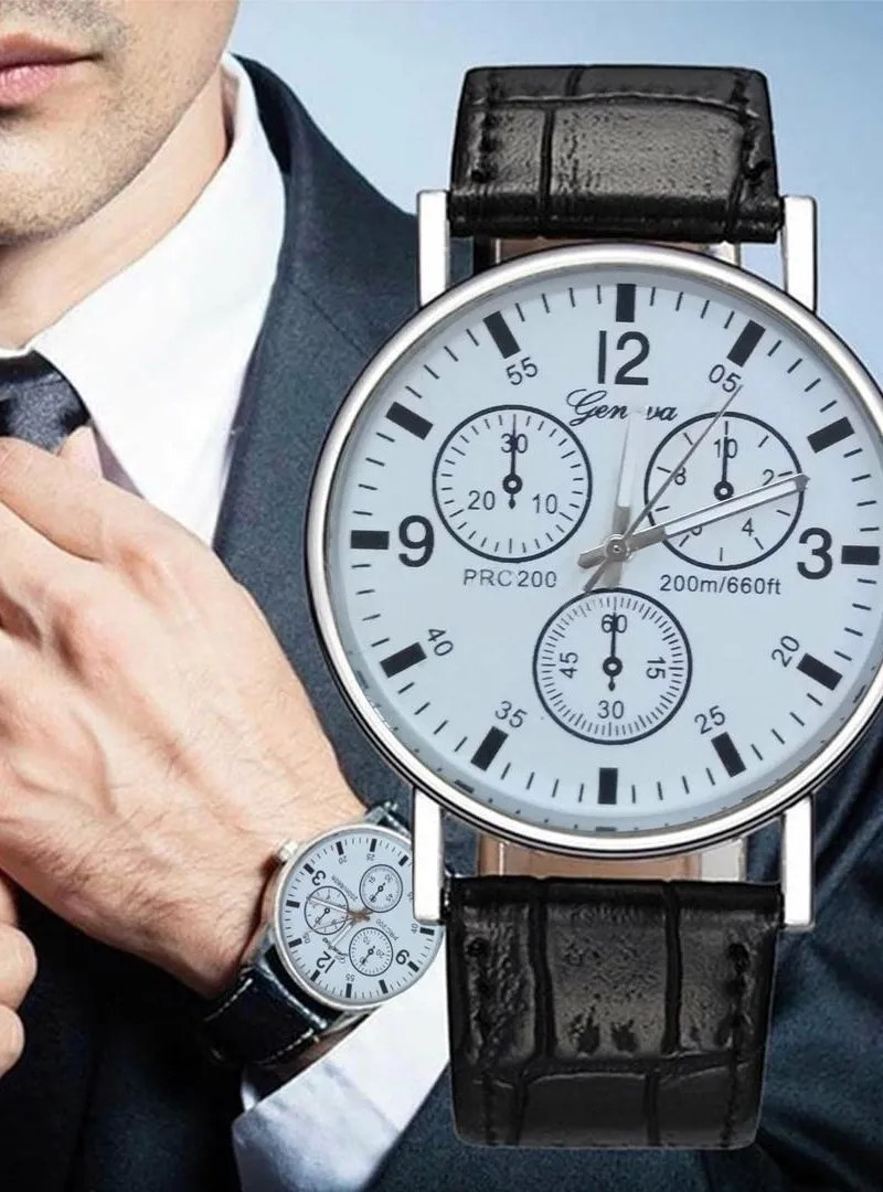 Montre élégante à quartz pour hommes, design classique