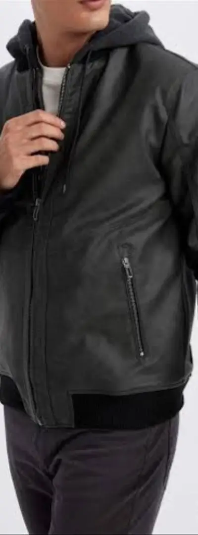 Veste Jean Cuir Noir Gris